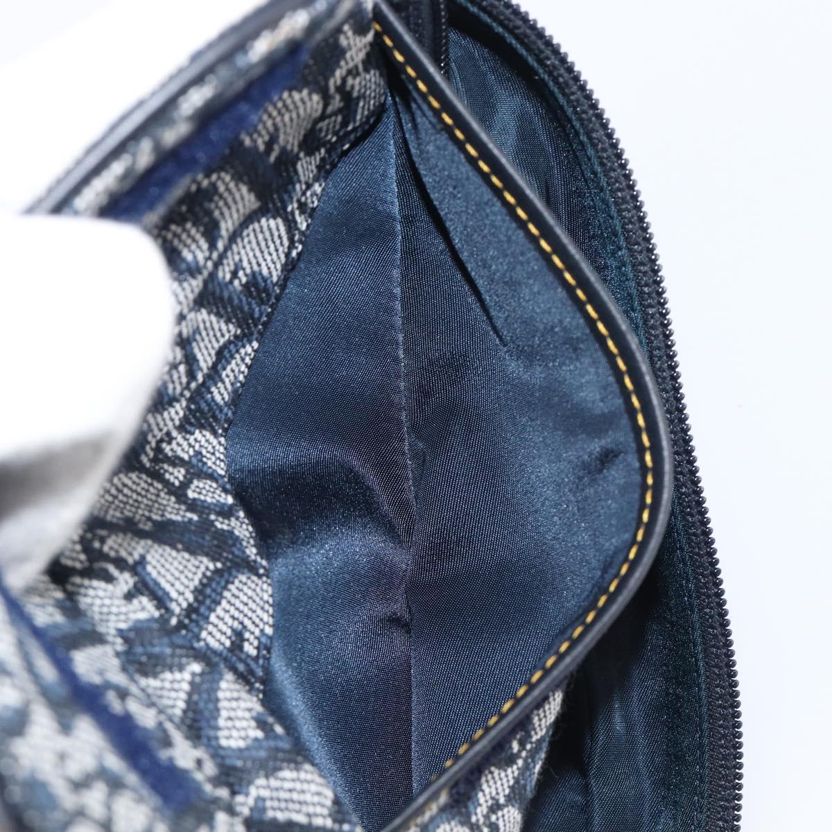 Christian Dior Trotter Canvas saddle Pouch Navy Gold Auth 203040A