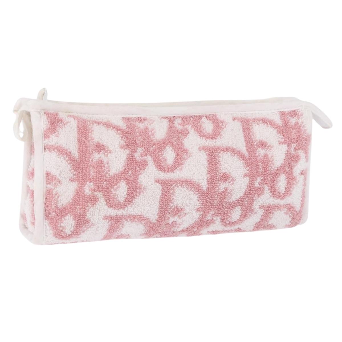 Christian Dior Trotter Canvas Pouch Pile Pink Auth 203042