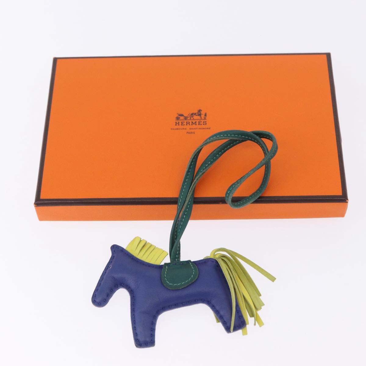 HERMES Rodeo MM Charm Leather Blue Auth 203043M
