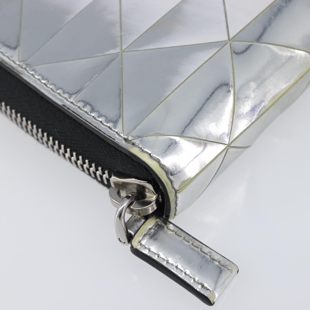 PRADA Long Wallet Leather Silver Auth 203045