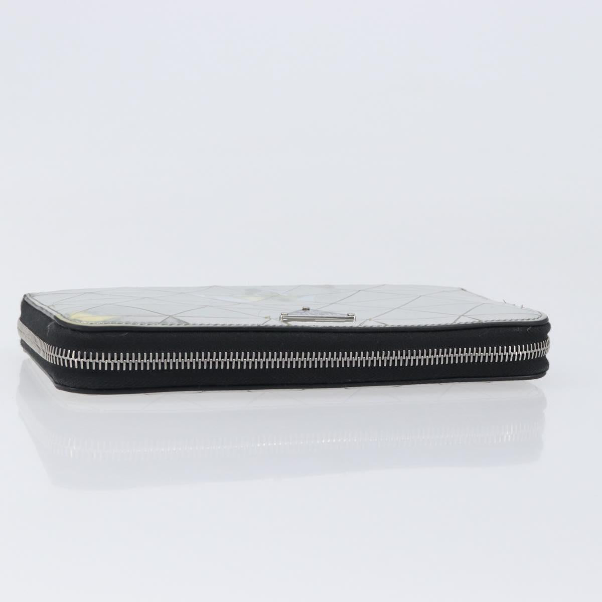 PRADA Long Wallet Leather Silver Auth 203045