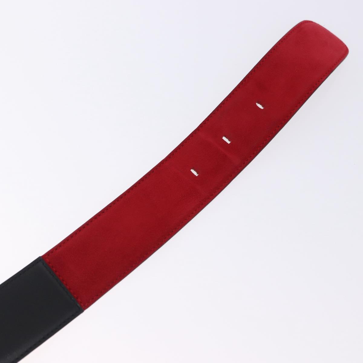 CELINE Circle Belt Leather 29.9"" Red Gold Auth 203046