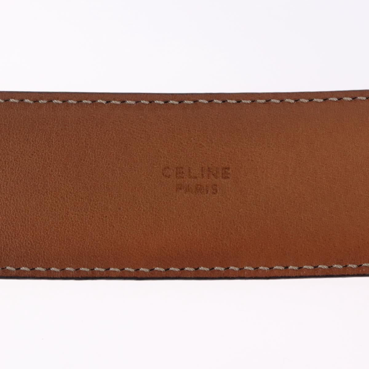 CELINE Circle Belt Leather 29.9"" Red Gold Auth 203046