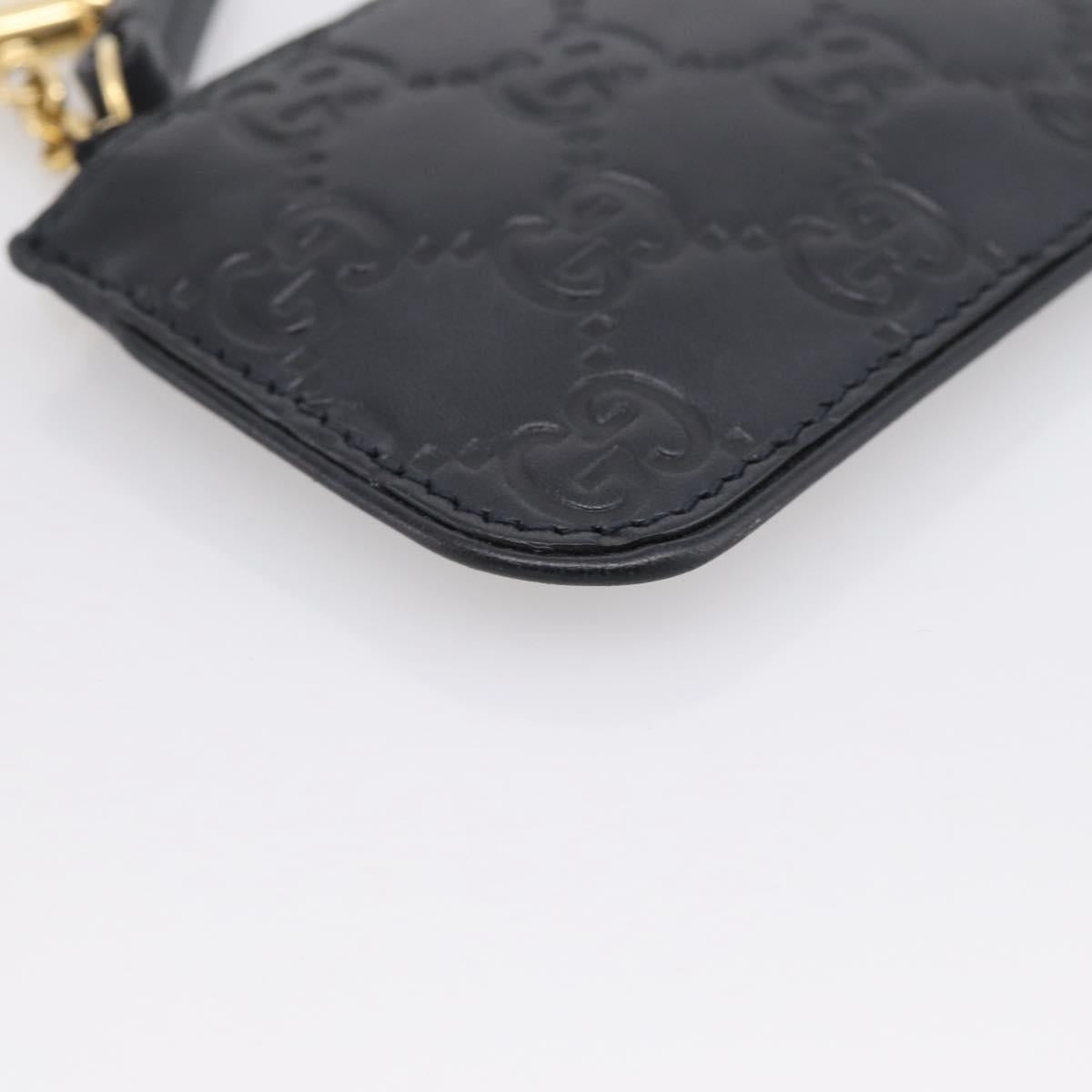 GUCCI GG Canvas Guccissima Coin Purse Leather Black Gold 447964 Auth 203049V