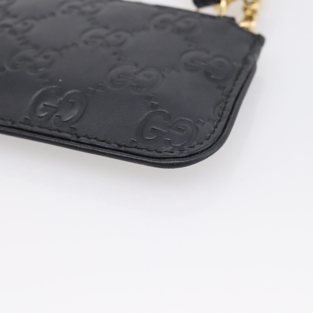 GUCCI GG Canvas Guccissima Coin Purse Leather Black Gold 447964 Auth 203049V