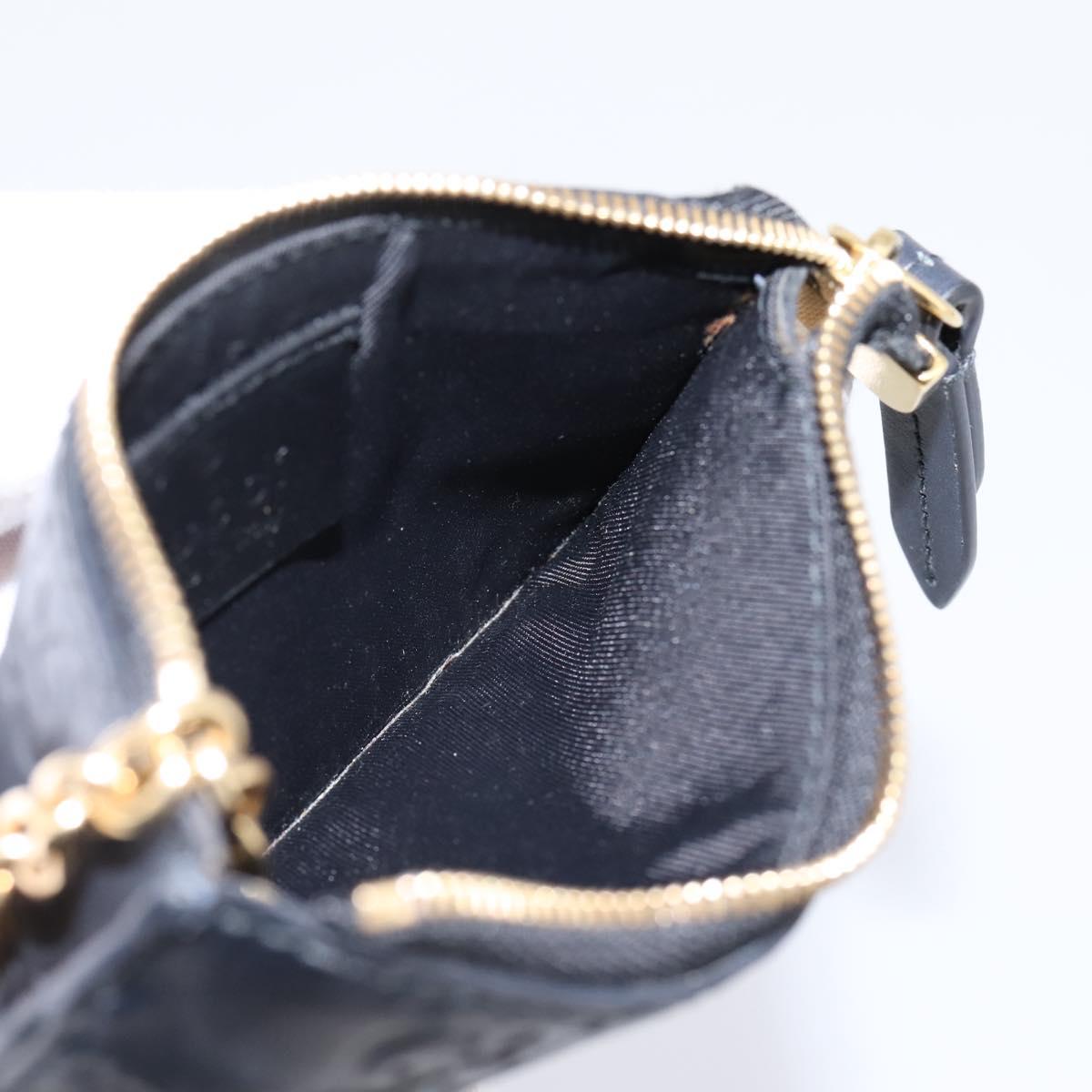 GUCCI GG Canvas Guccissima Coin Purse Leather Black Gold 447964 Auth 203049V