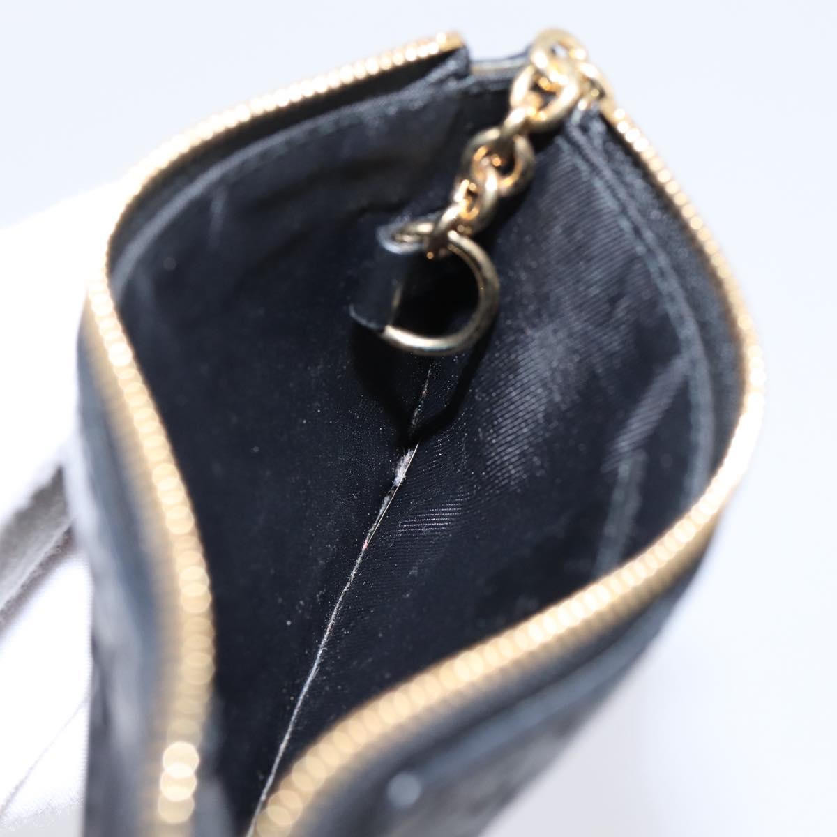 GUCCI GG Canvas Guccissima Coin Purse Leather Black Gold 447964 Auth 203049V