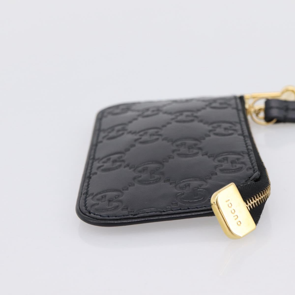 GUCCI GG Canvas Guccissima Coin Purse Leather Black Gold 447964 Auth 203049V