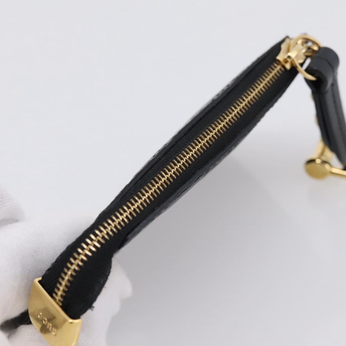 GUCCI GG Canvas Guccissima Coin Purse Leather Black Gold 447964 Auth 203049V