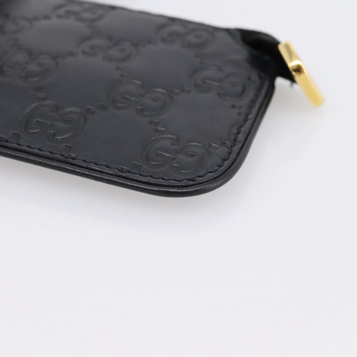 GUCCI GG Canvas Guccissima Coin Purse Leather Black Gold 447964 Auth 203049V