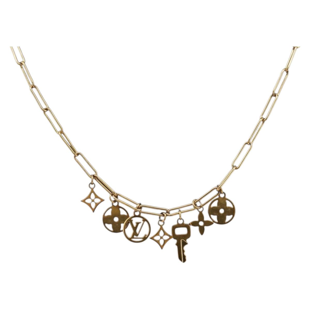 LOUIS VUITTON Monogram Collier Roman Holiday Necklace Gold M80272 Auth 203051M