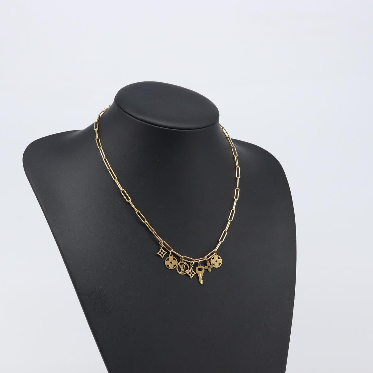LOUIS VUITTON Monogram Collier Roman Holiday Necklace Gold M80272 Auth 203051M