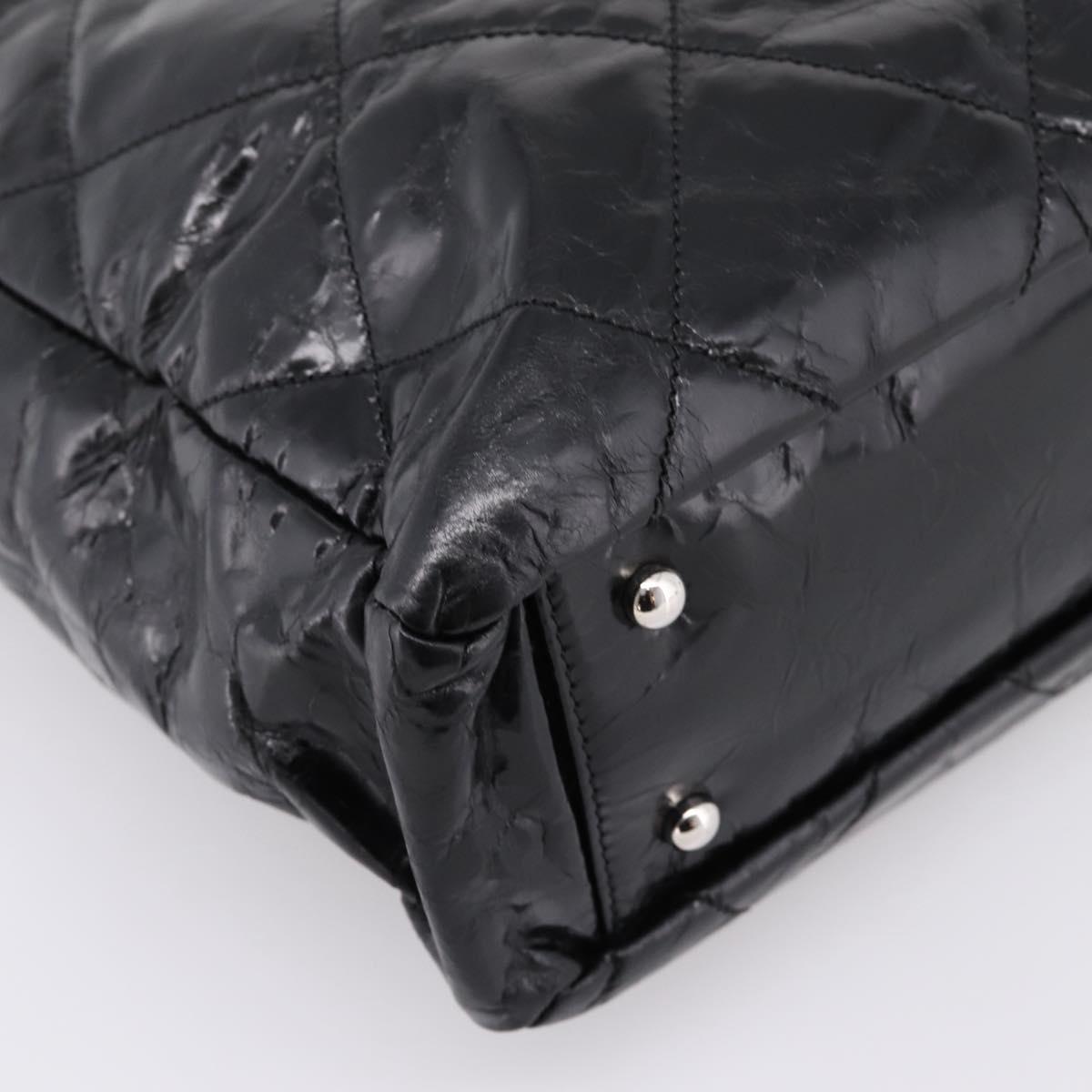 CHANEL Matelasse Hand Bag Calf Skin 2way Black Silver CC Auth 203070M