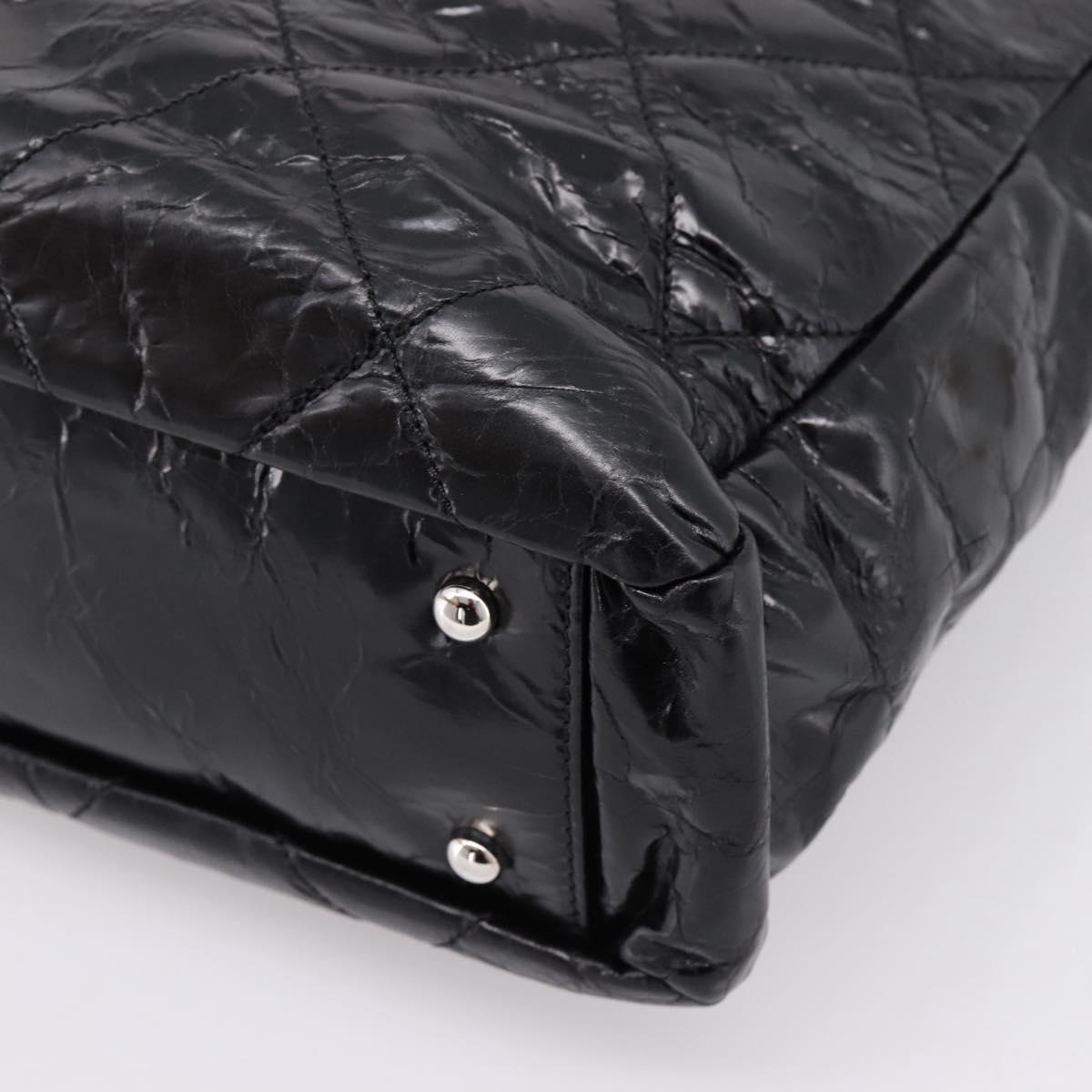 CHANEL Matelasse Hand Bag Calf Skin 2way Black Silver CC Auth 203070M
