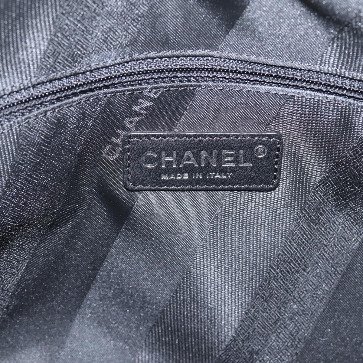 CHANEL Matelasse Hand Bag Calf Skin 2way Black Silver CC Auth 203070M
