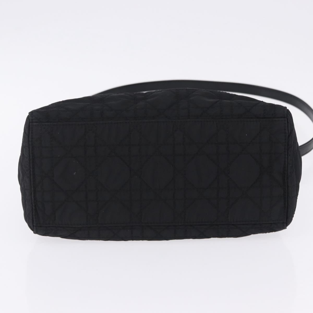 Christian Dior Canage Hand Bag Nylon 2way Black Silver Auth 203075
