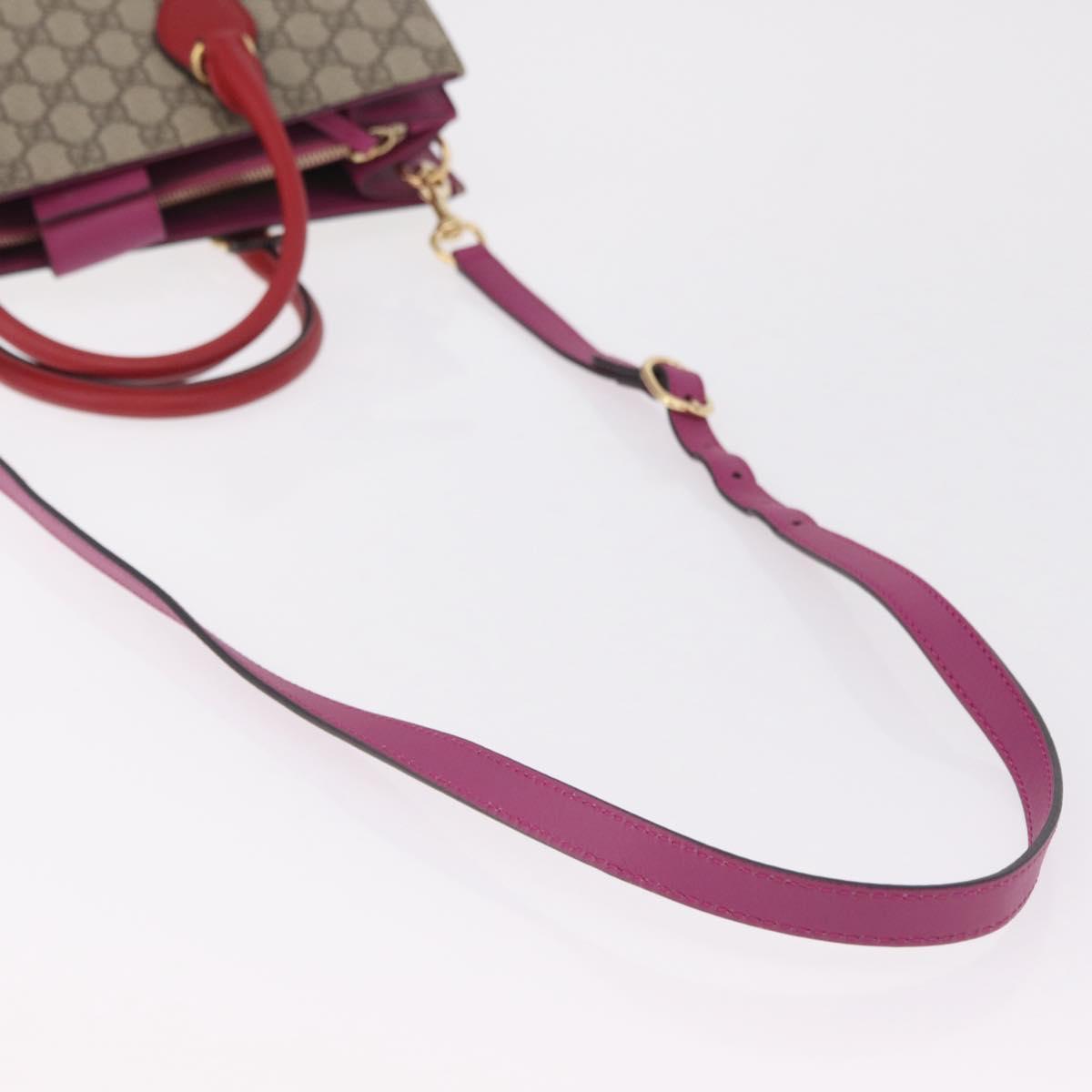 GUCCI GG Supreme Hand Bag PVC 2way Beige Gold 409531 Auth 203076M