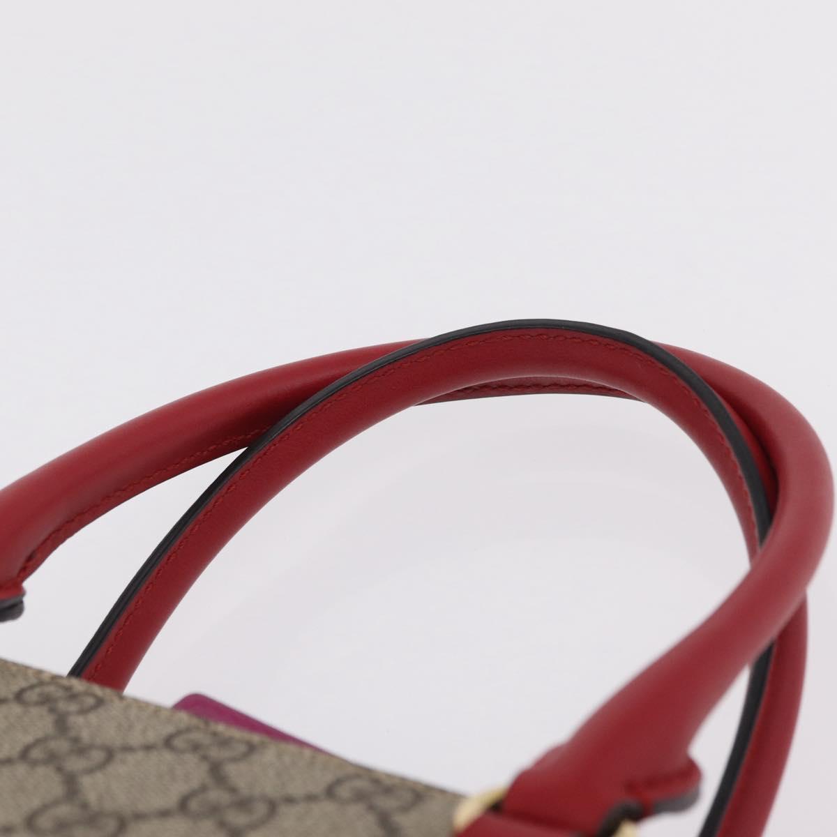 GUCCI GG Supreme Hand Bag PVC 2way Beige Gold 409531 Auth 203076M