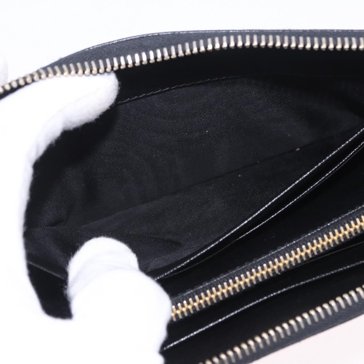 PRADA Long Wallet Saffiano Black Gold Tone Auth 203079