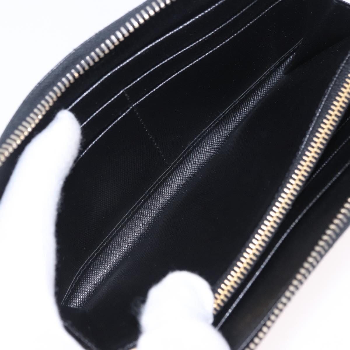 PRADA Long Wallet Saffiano Black Gold Tone Auth 203079