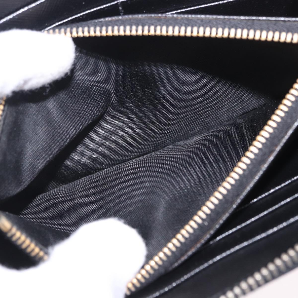 PRADA Long Wallet Saffiano Black Gold Tone Auth 203079