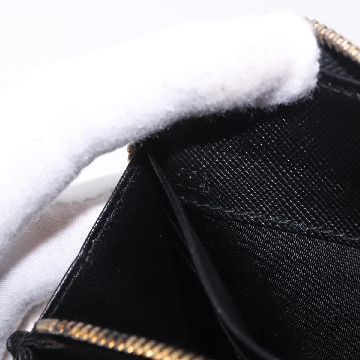 PRADA Long Wallet Saffiano Black Gold Tone Auth 203079