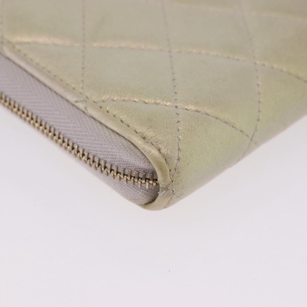 CHANEL Matelasse Long Wallet Lamb Skin Gold CC Auth 203081V