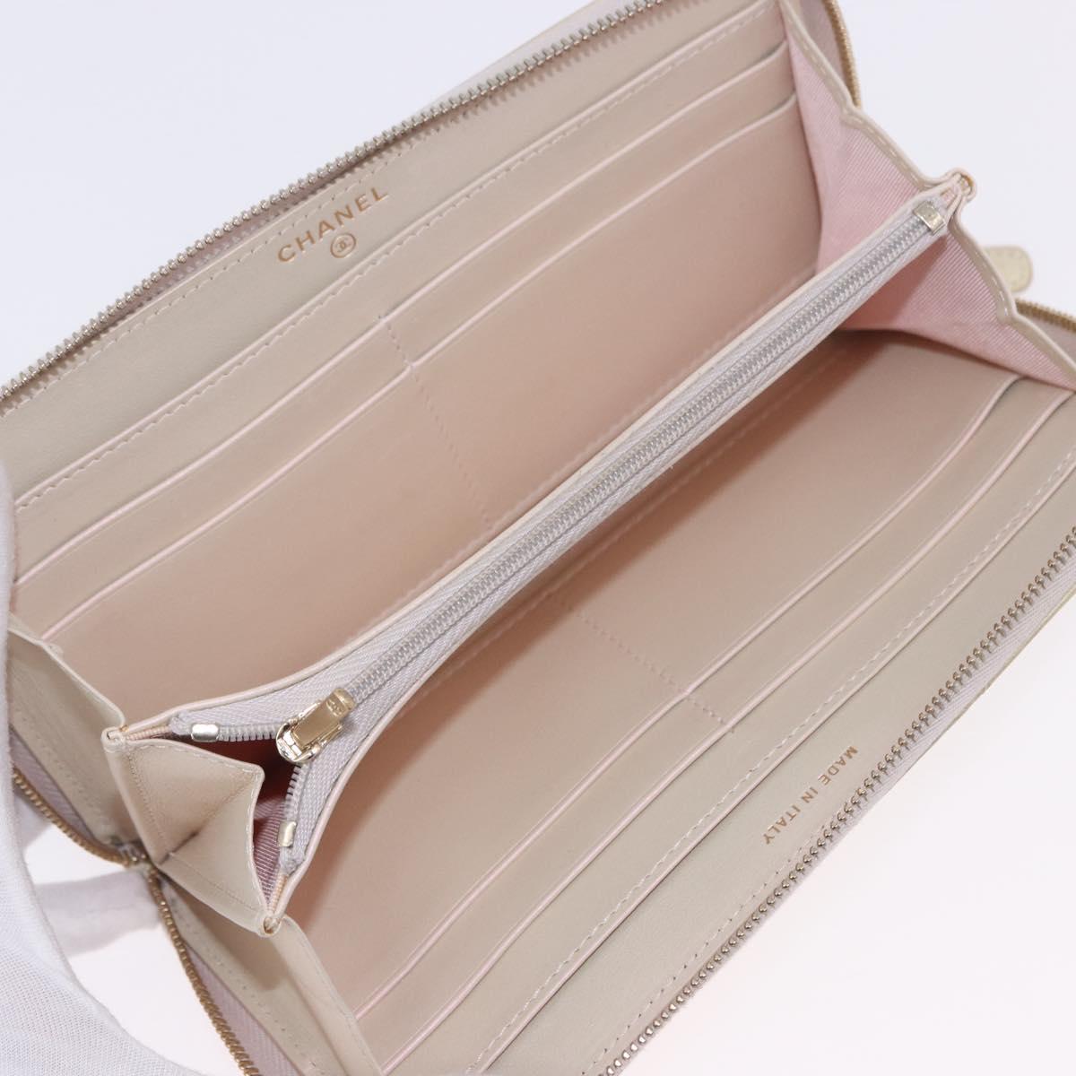 CHANEL Matelasse Long Wallet Lamb Skin Gold CC Auth 203081V