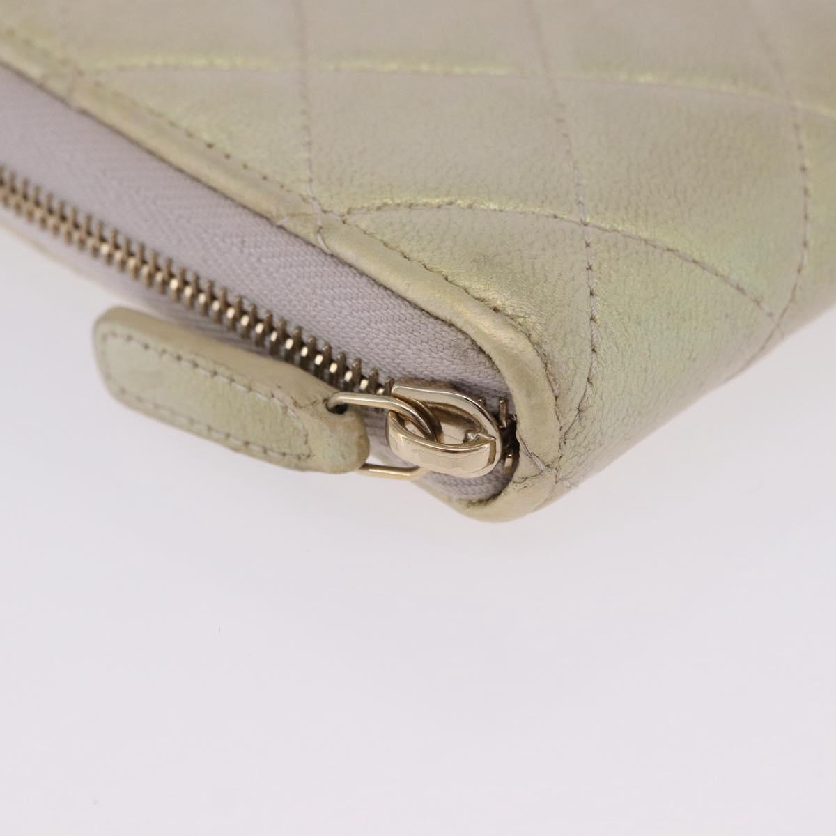 CHANEL Matelasse Long Wallet Lamb Skin Gold CC Auth 203081V