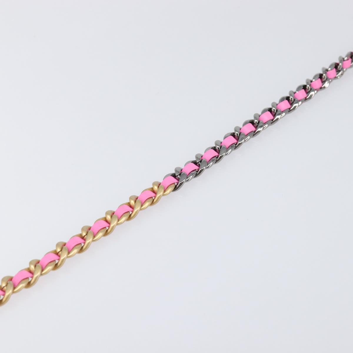 CHANEL Matelasse Chain Shoulder Wallet Canvas Pink Gold Tone CC Auth 203083M