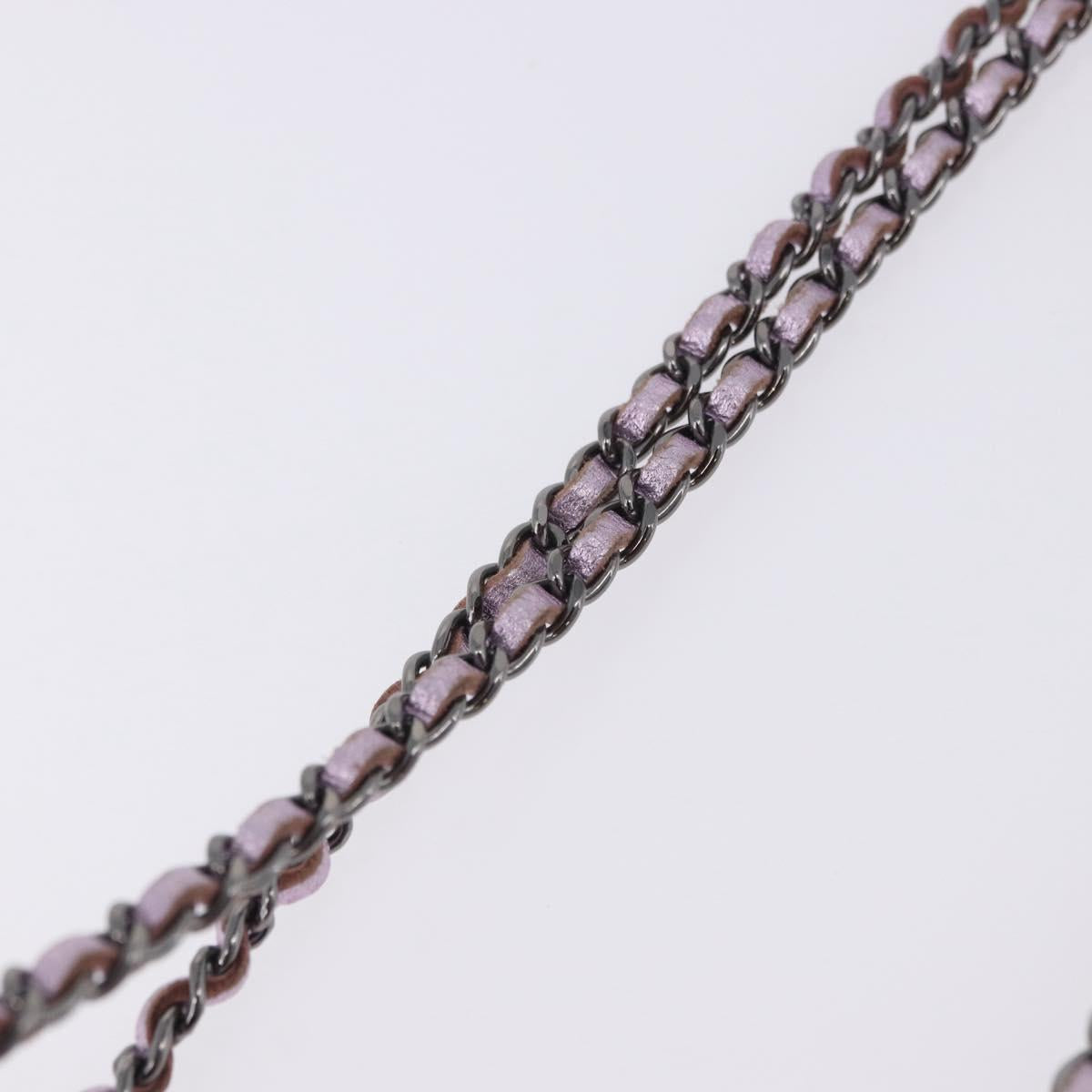 CHANEL Chain Shoulder Bag Patent Pink Silver CC Auth 203084M