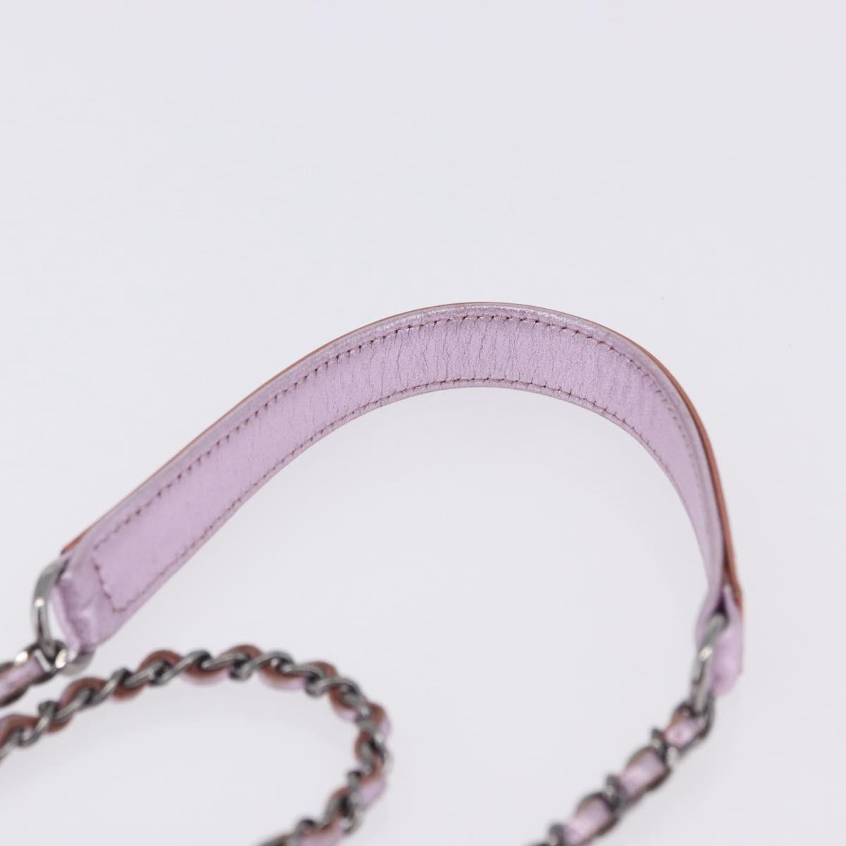 CHANEL Chain Shoulder Bag Patent Pink Silver CC Auth 203084M