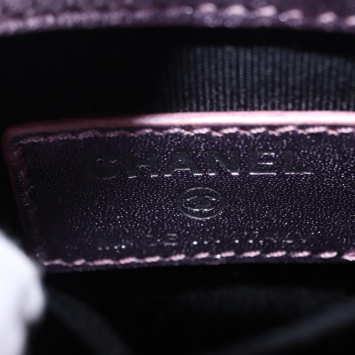CHANEL Chain Shoulder Bag Patent Pink Silver CC Auth 203084M