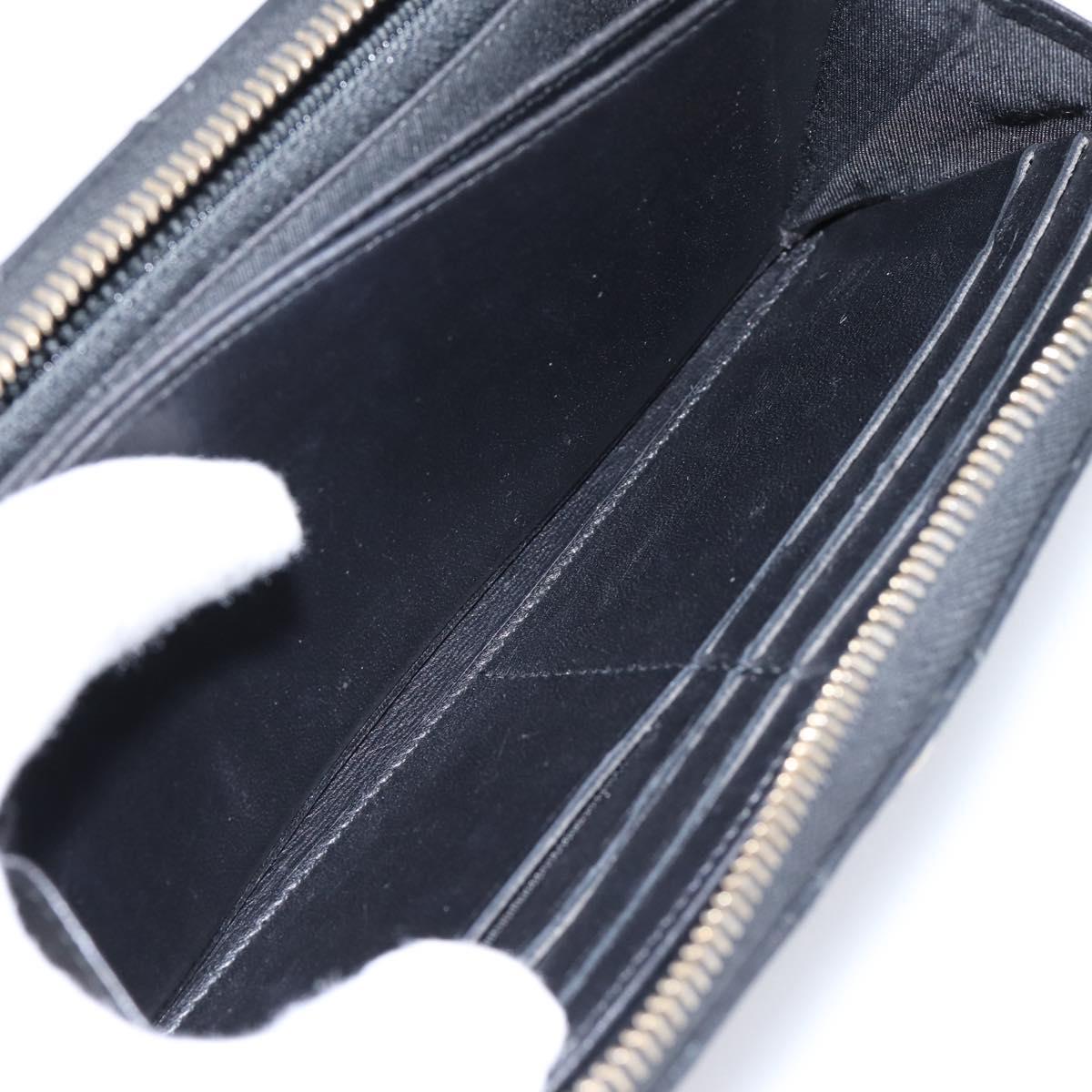 CHANEL Bicolore Long Wallet Leather Black Gold Tone CC Auth 203085