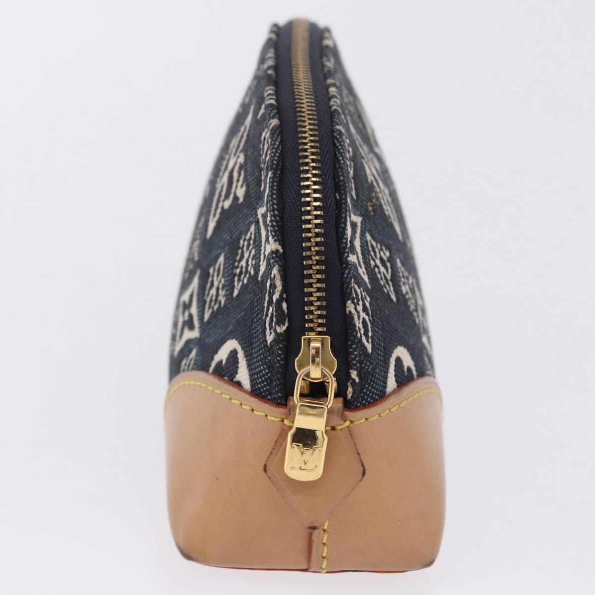 LOUIS VUITTON SINCE1854 Pochette Cosmetic PM Canvas Blue M80307 LV Auth 203086A