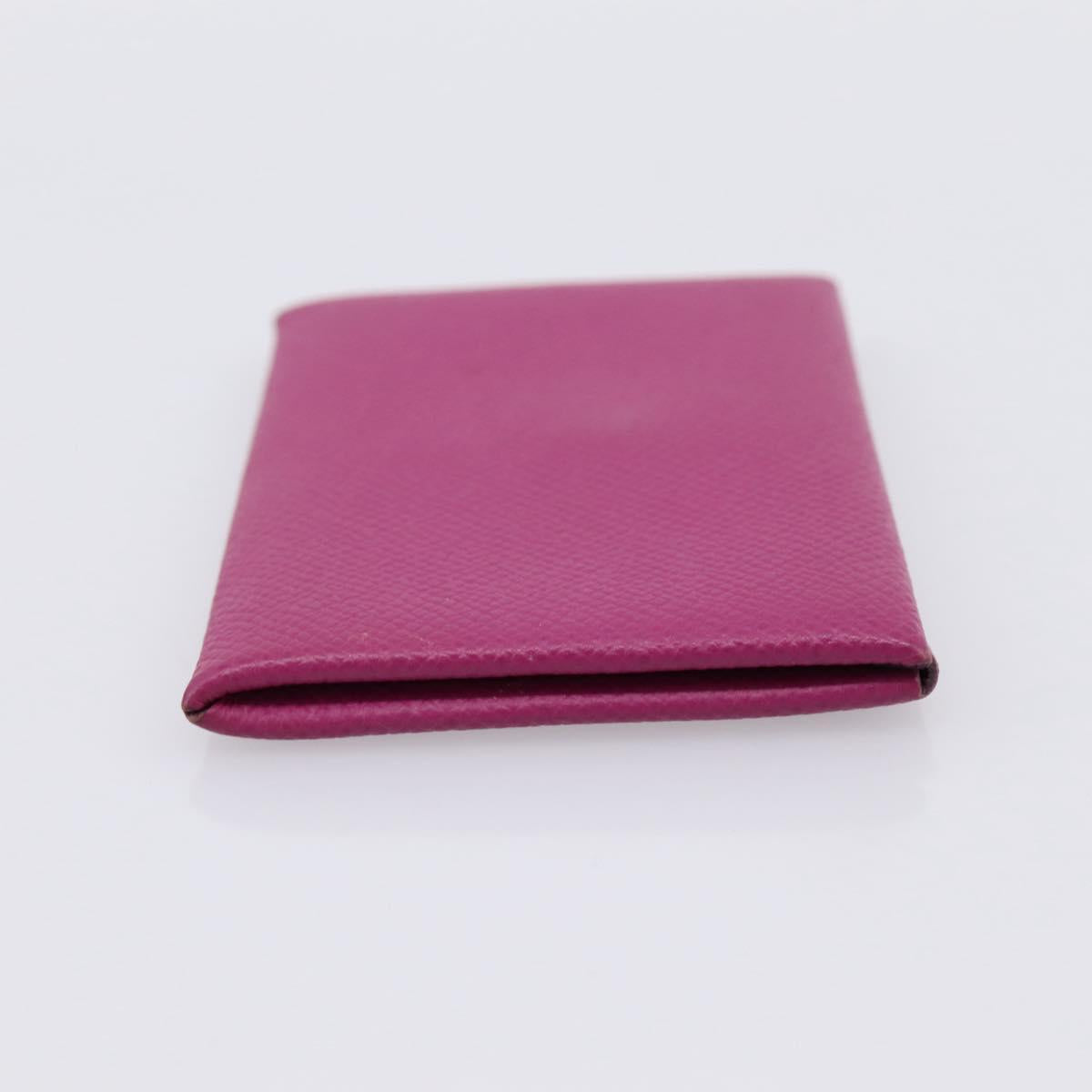 HERMES Calvi Coin Purse Leather Purple Silver Auth 203089A