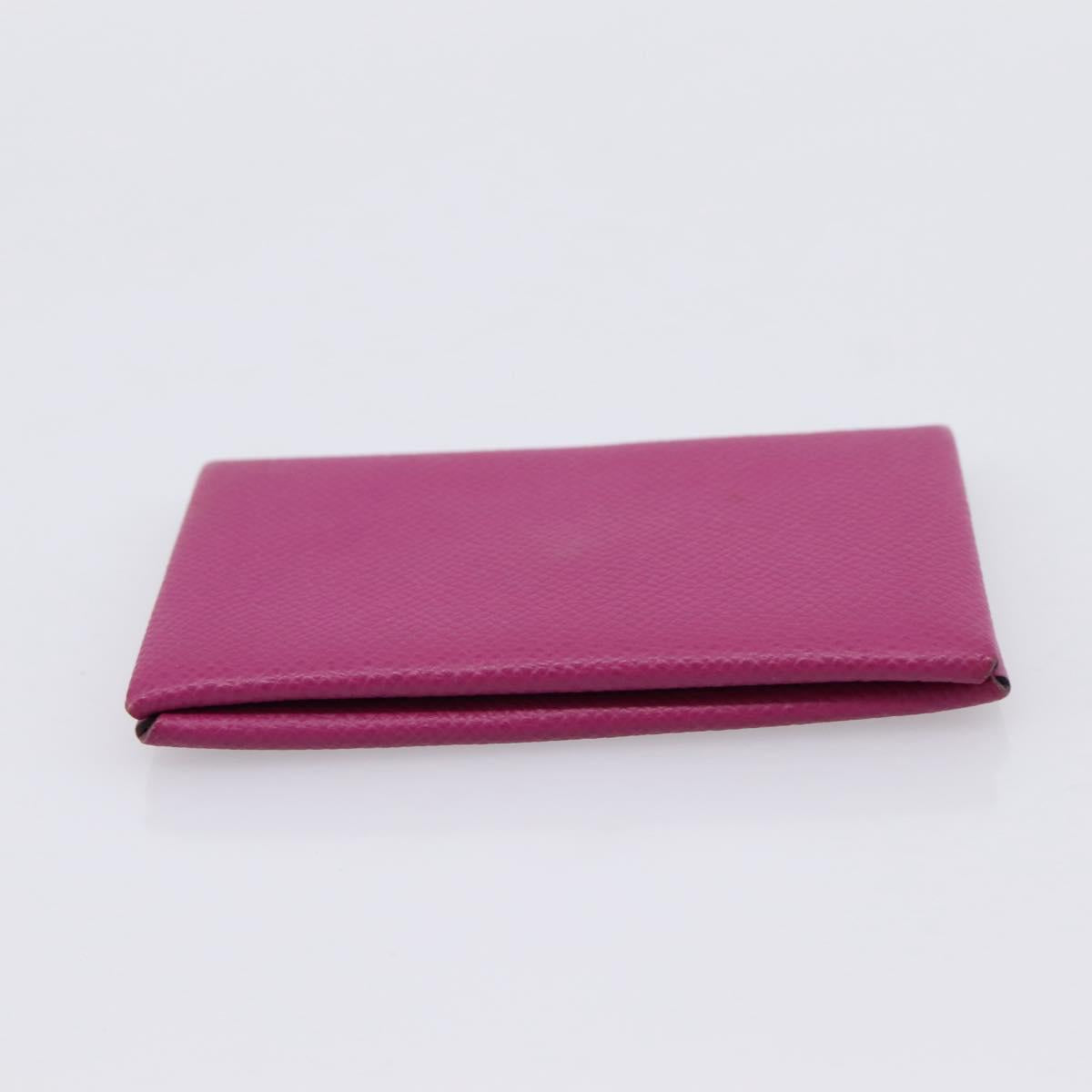 HERMES Calvi Coin Purse Leather Purple Silver Auth 203089A