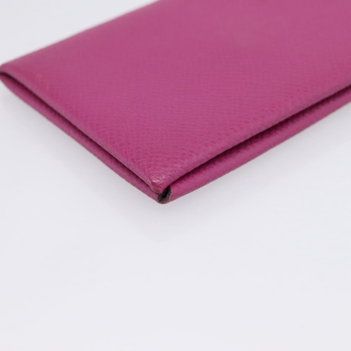 HERMES Calvi Coin Purse Leather Purple Silver Auth 203089A