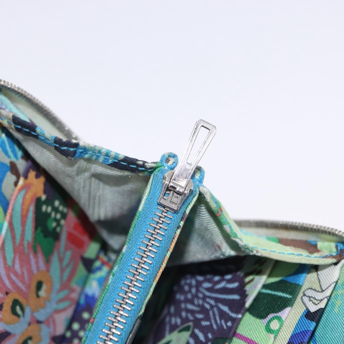 HERMES Asap Compact Silk In Wallet Leather LIme Green Silver Auth 203091