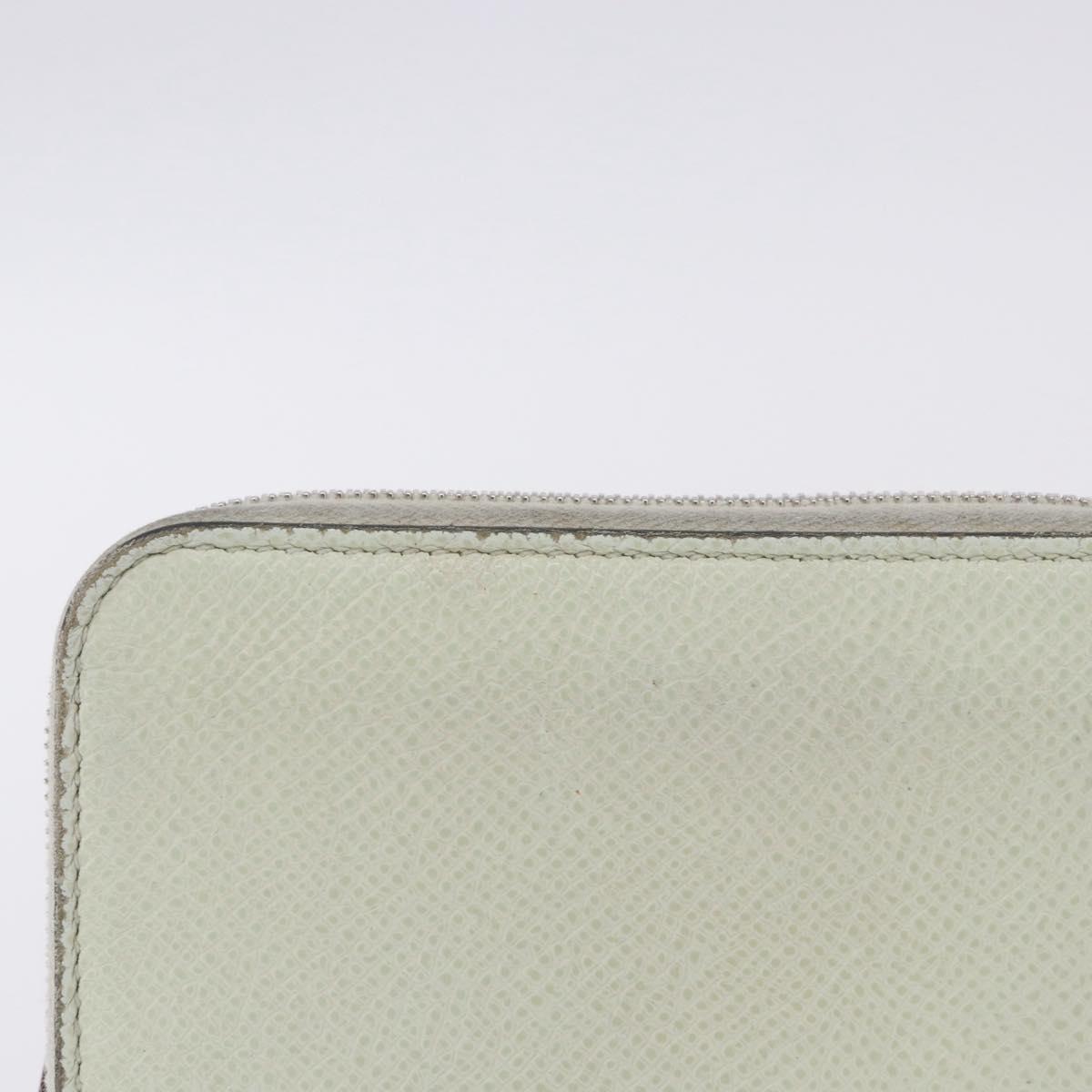 HERMES Asap Compact Silk In Wallet Leather LIme Green Silver Auth 203091