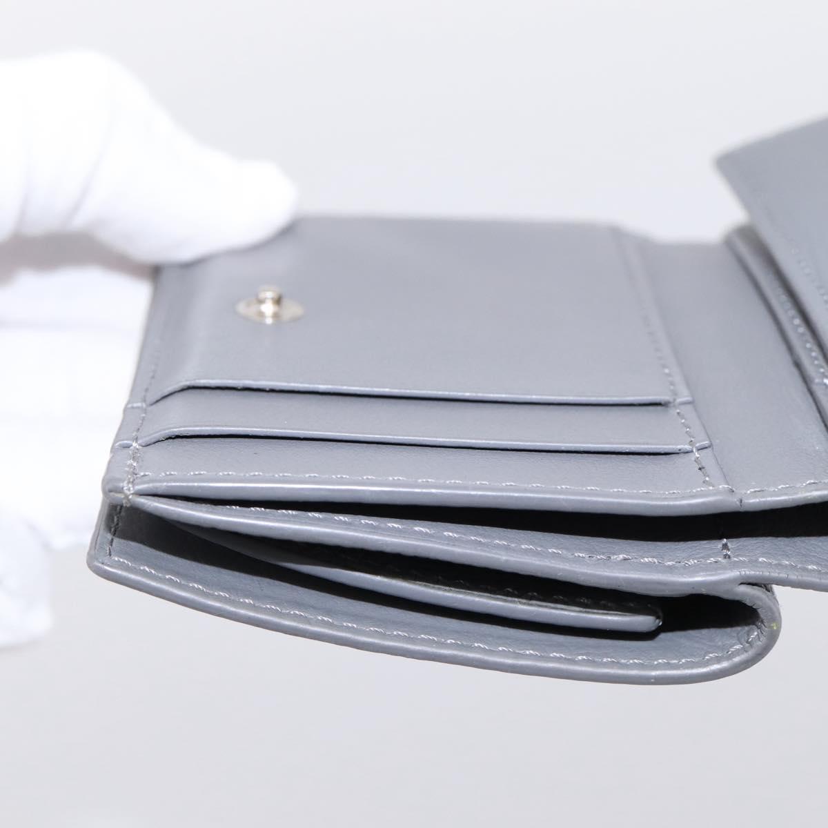 LOEWE Anagram Trifold Wallet Leather Gray Silver Auth 203094A