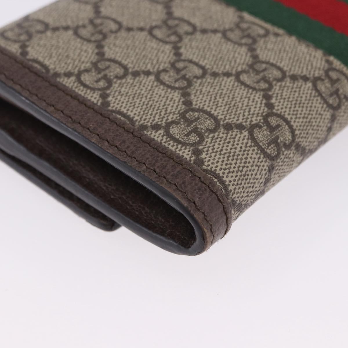 GUCCI GG Supreme Long Wallet PVC Beige Gold Auth 203095M