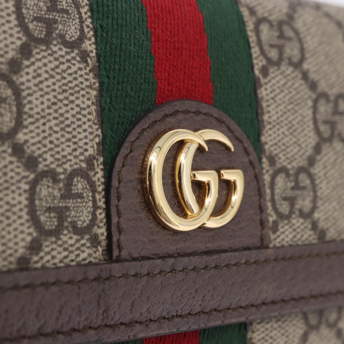 GUCCI GG Supreme Long Wallet PVC Beige Gold Auth 203095M