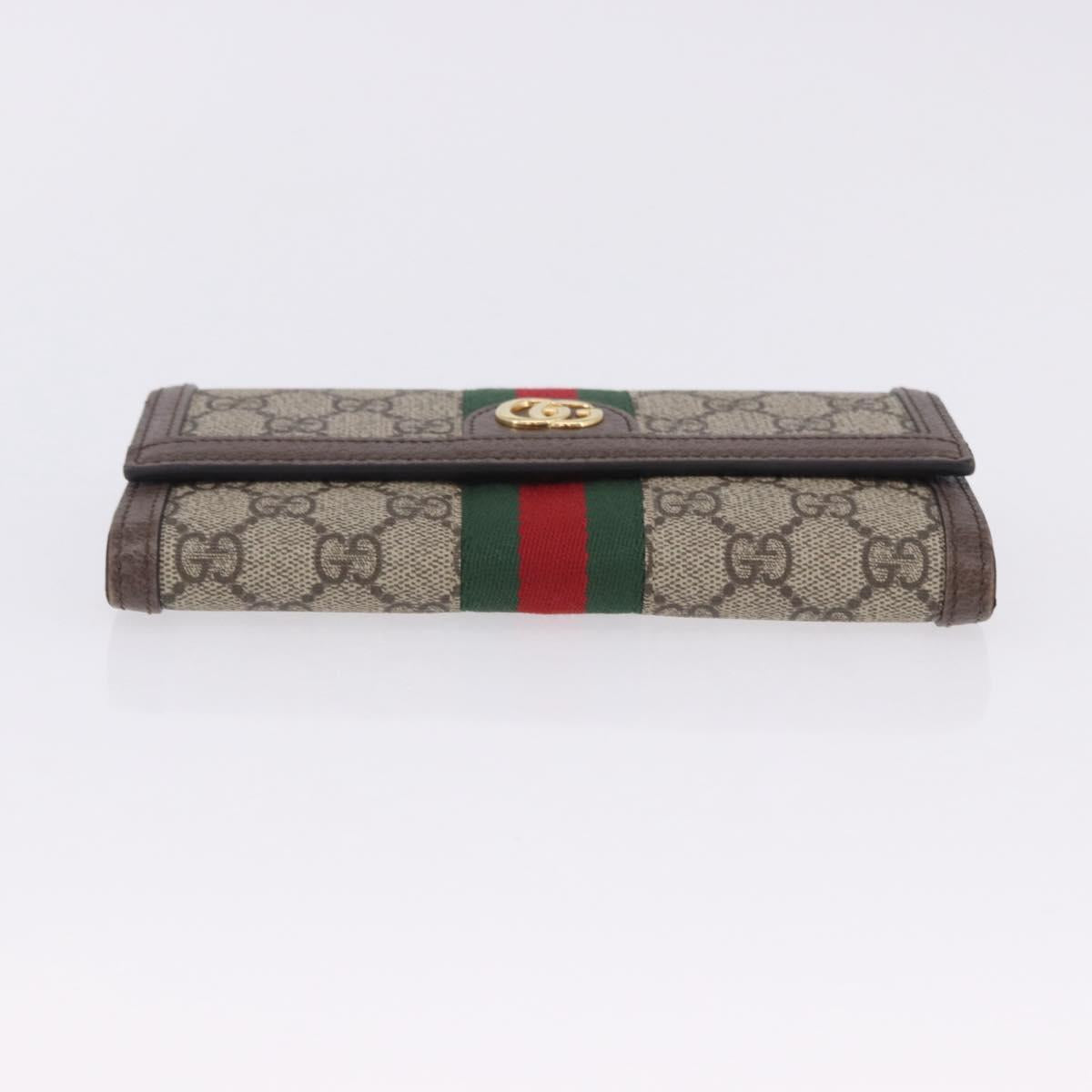 GUCCI GG Supreme Long Wallet PVC Beige Gold Auth 203095M