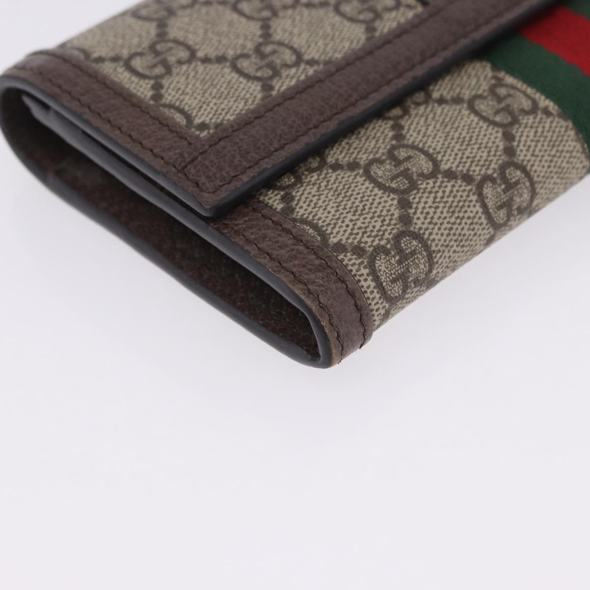 GUCCI GG Supreme Long Wallet PVC Beige Gold Auth 203095M