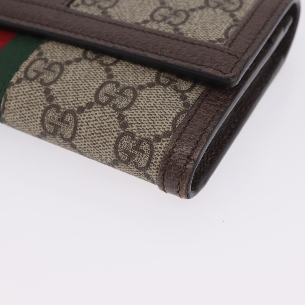 GUCCI GG Supreme Long Wallet PVC Beige Gold Auth 203095M