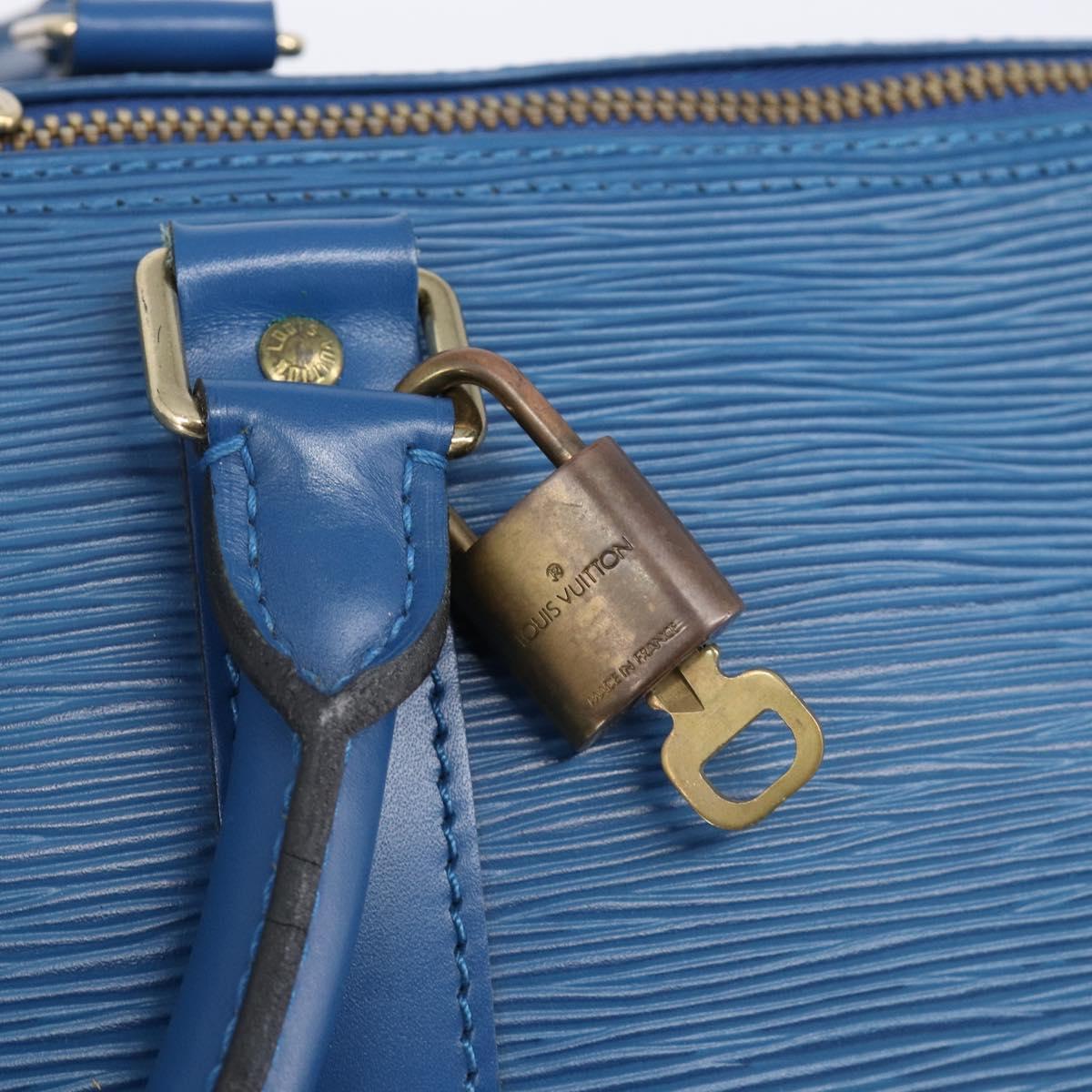 LOUIS VUITTON Epi Keepall 50 Boston Bag Blue M42965 LV Auth 203098V