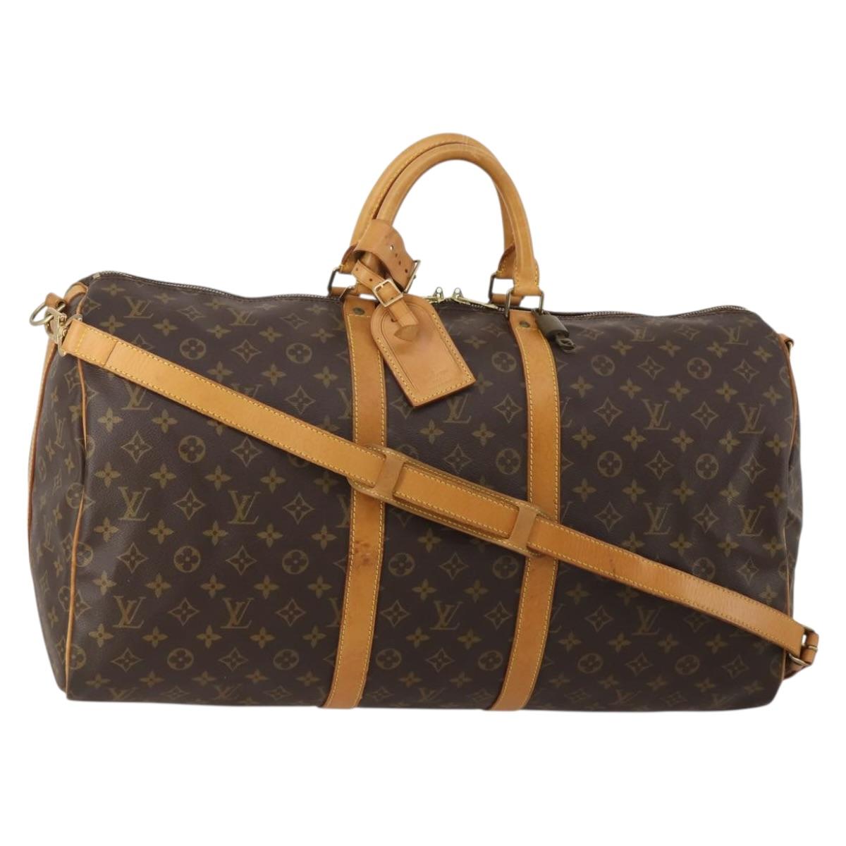 LOUIS VUITTON Monogram Keepall Bandouliere 55 Boston Bag M41414 LV Auth 203099A