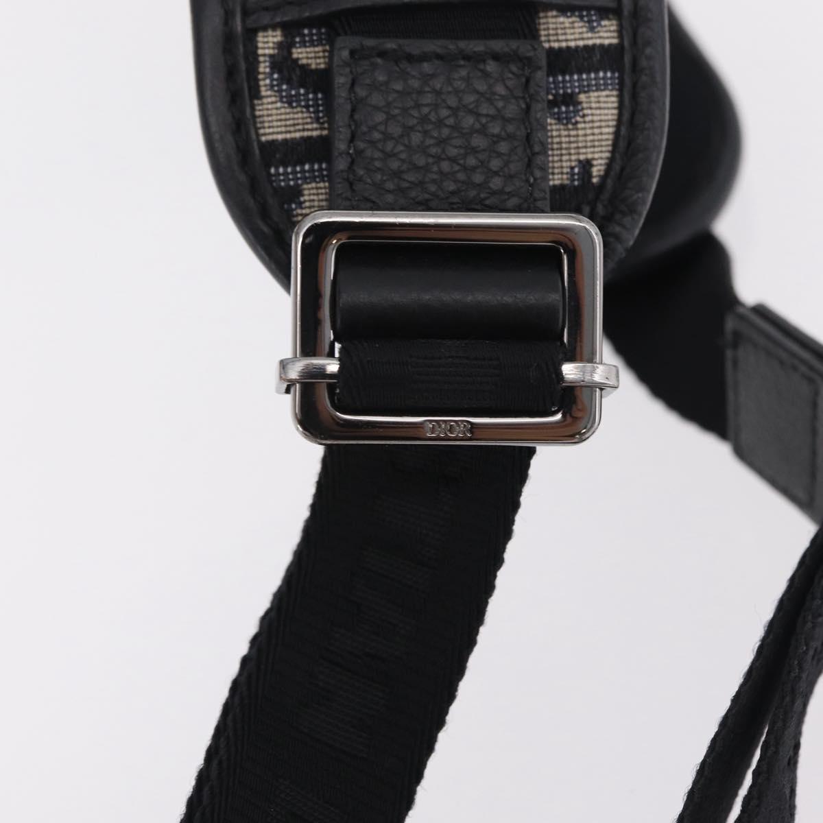 Christian Dior Trotter Canvas Safari Bag Jacquard Navy Silver Auth 203107SAM