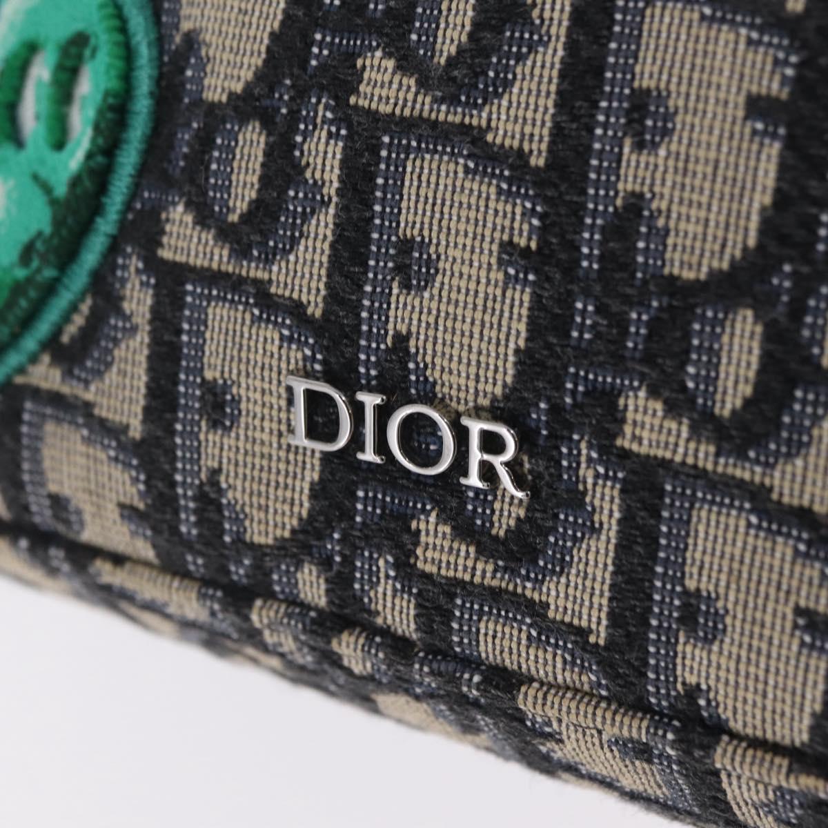 Christian Dior Trotter Canvas Safari Bag Jacquard Navy Silver Auth 203107SAM